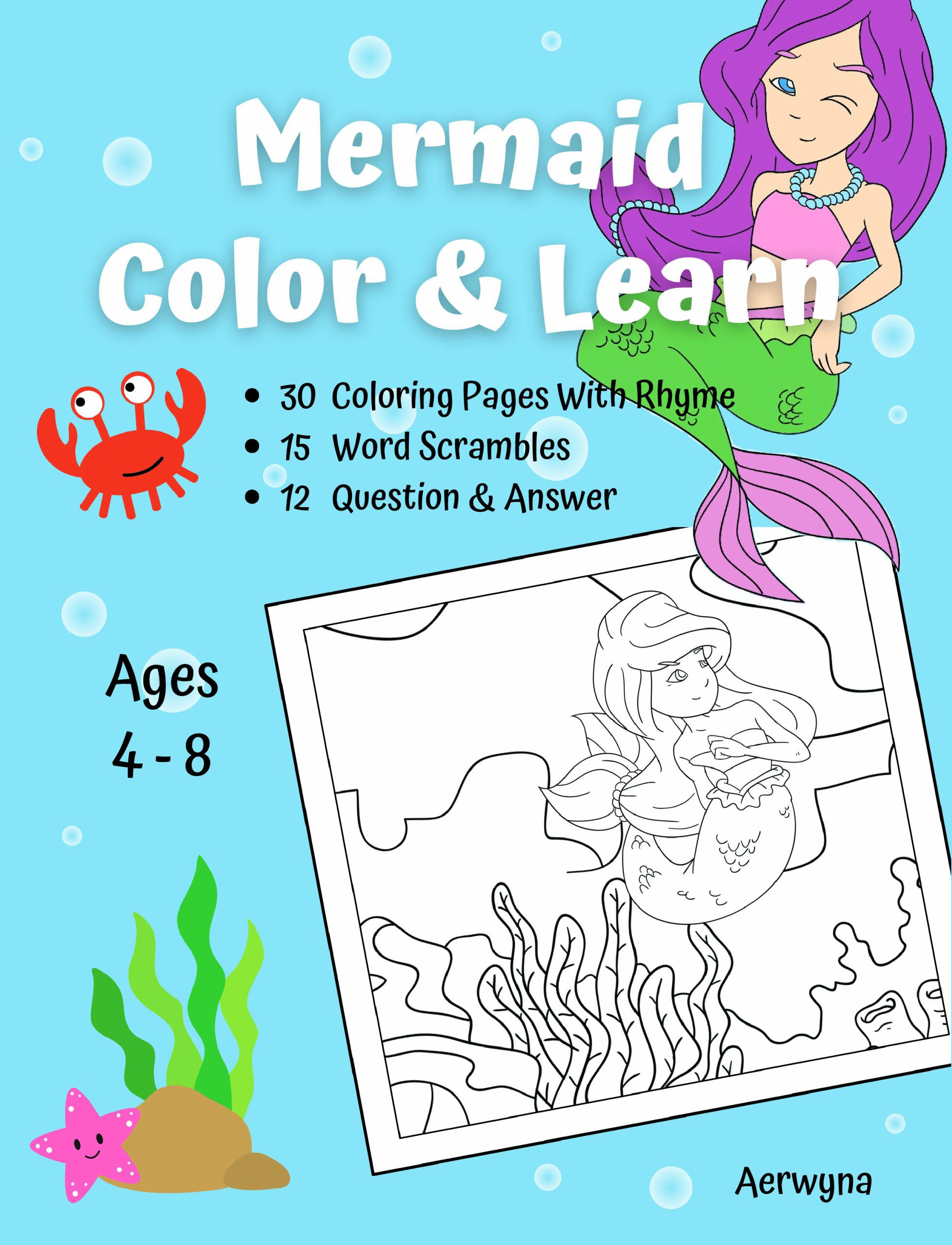 Mermaid Coloring Books: for Kids Ages 4-8,30 Cute, Unique Coloring Pages  (Coloring Books for kids) (Paperback)
