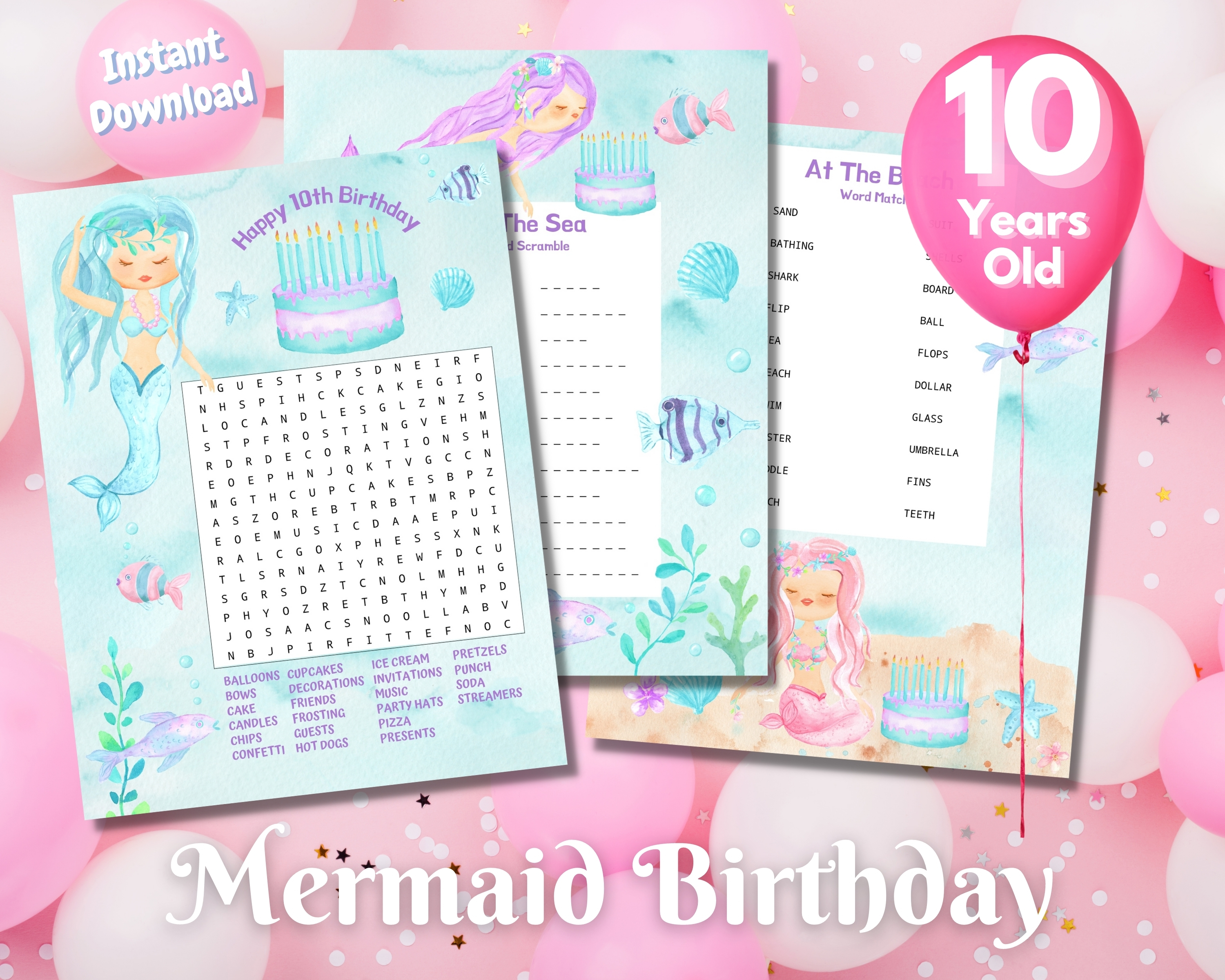 Mermaid Birthday Party Puzzles